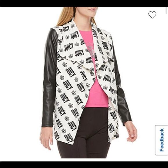 NWOT juicy couture terry leather wrap cardigan jacket blouse top wrap shawl logo - Picture 3 of 5